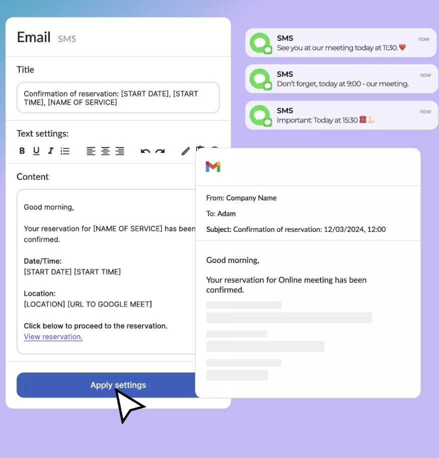Example of a strong appointment confirmation email with reschedule link and cancellation policy
