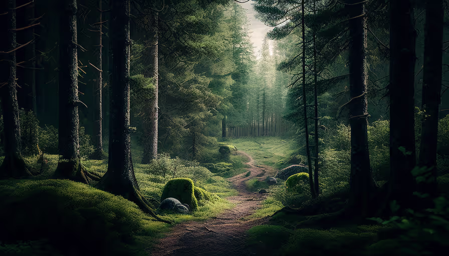 Peaceful Forest Background: Find tranquility amidst the trees.