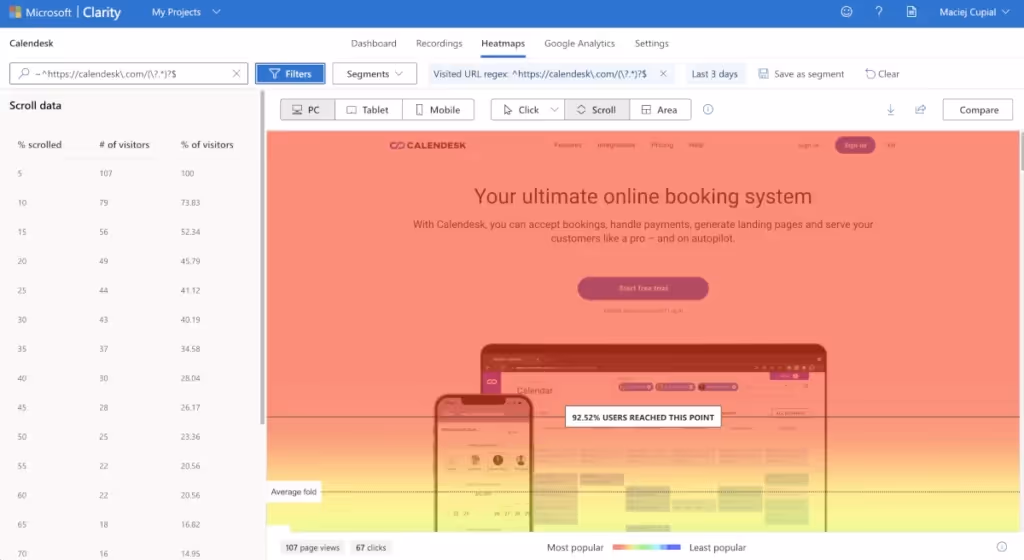 Microsoft Clarity - heatmaps