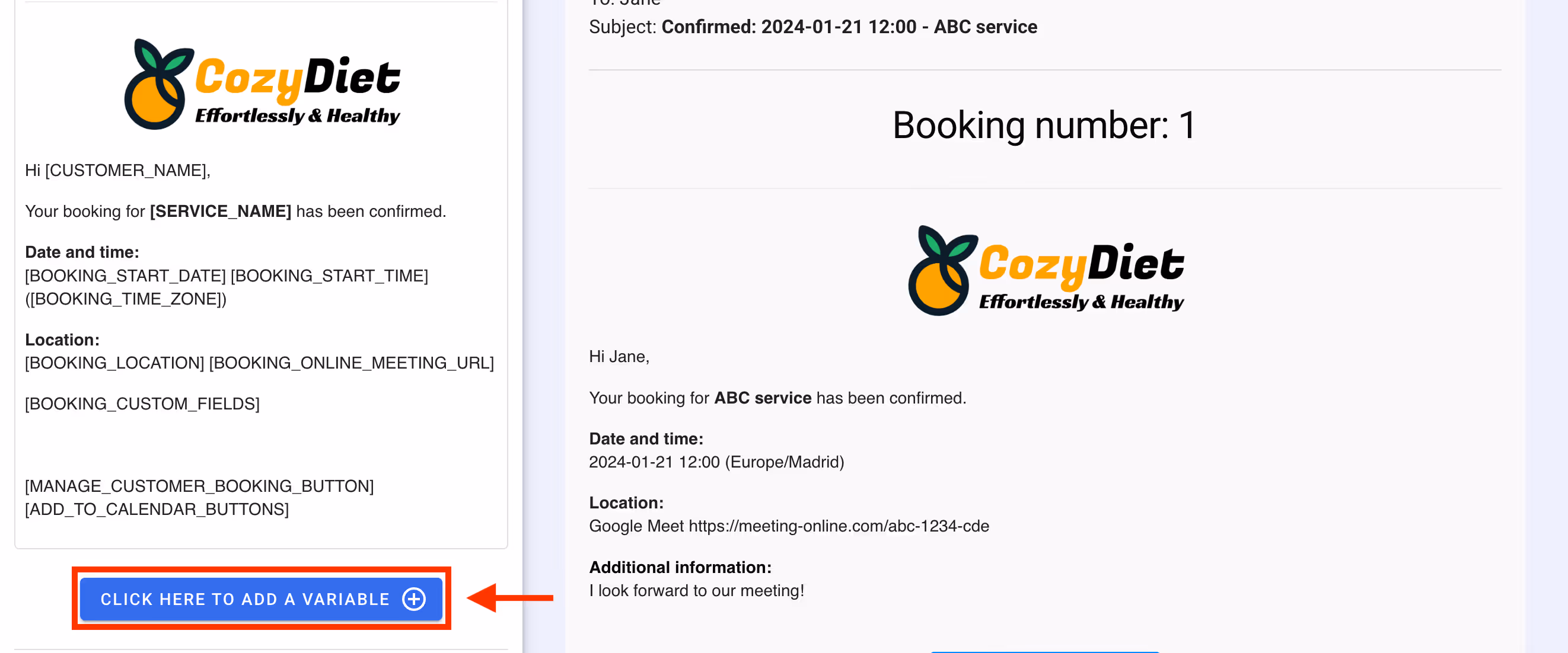 Variables in the body.