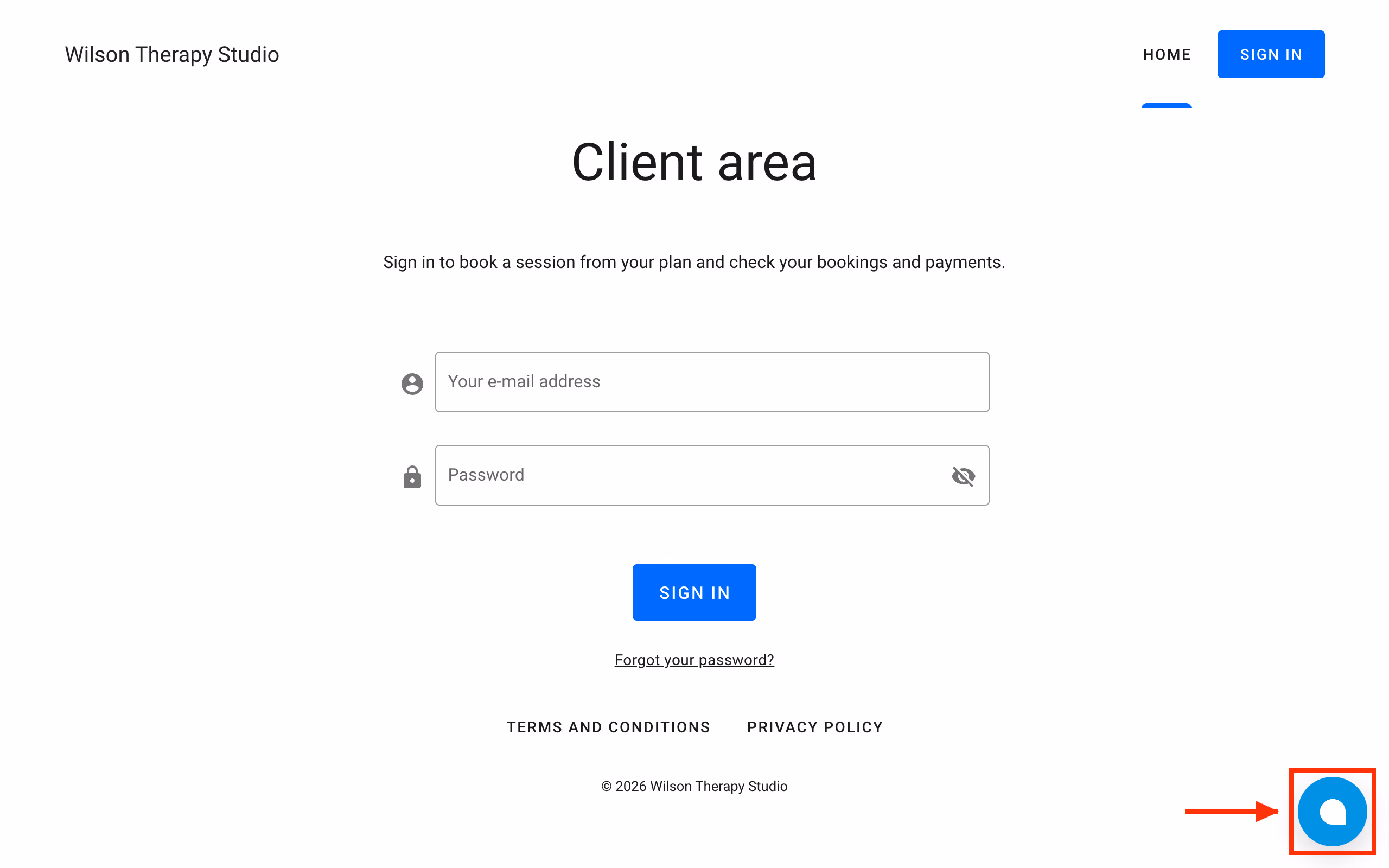 Chat bubble on the published website.