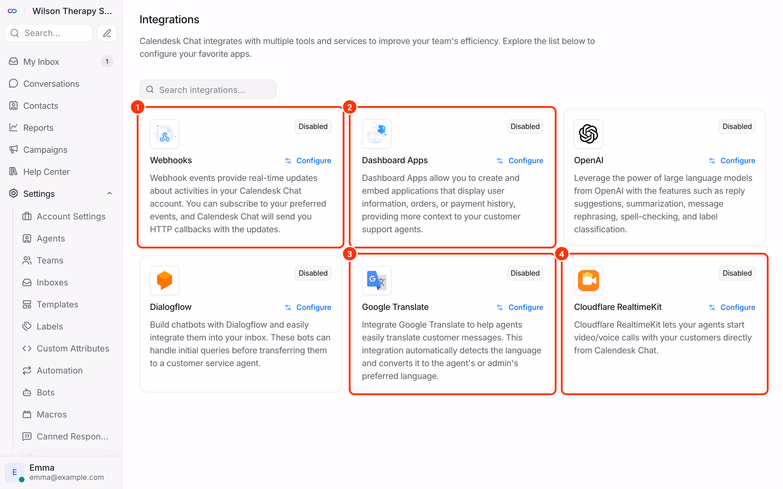 Calendesk Chat integrations.