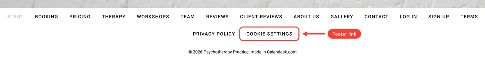 The "Cookie settings" link in the website footer