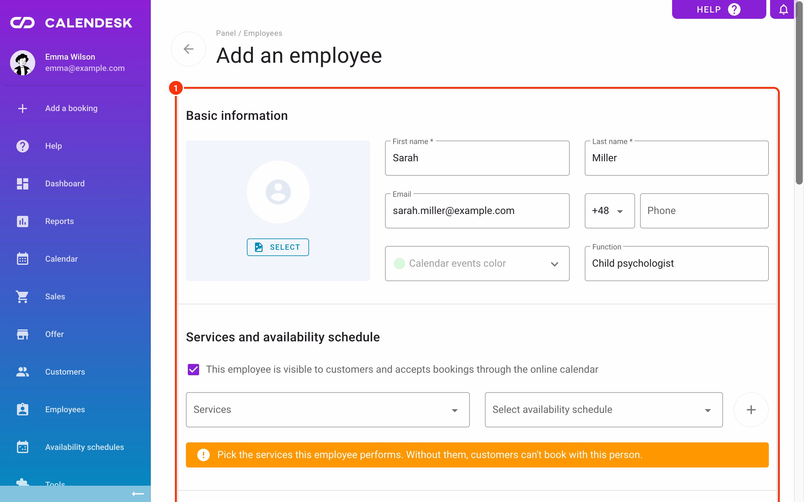 The Basic information section of the new employee form.