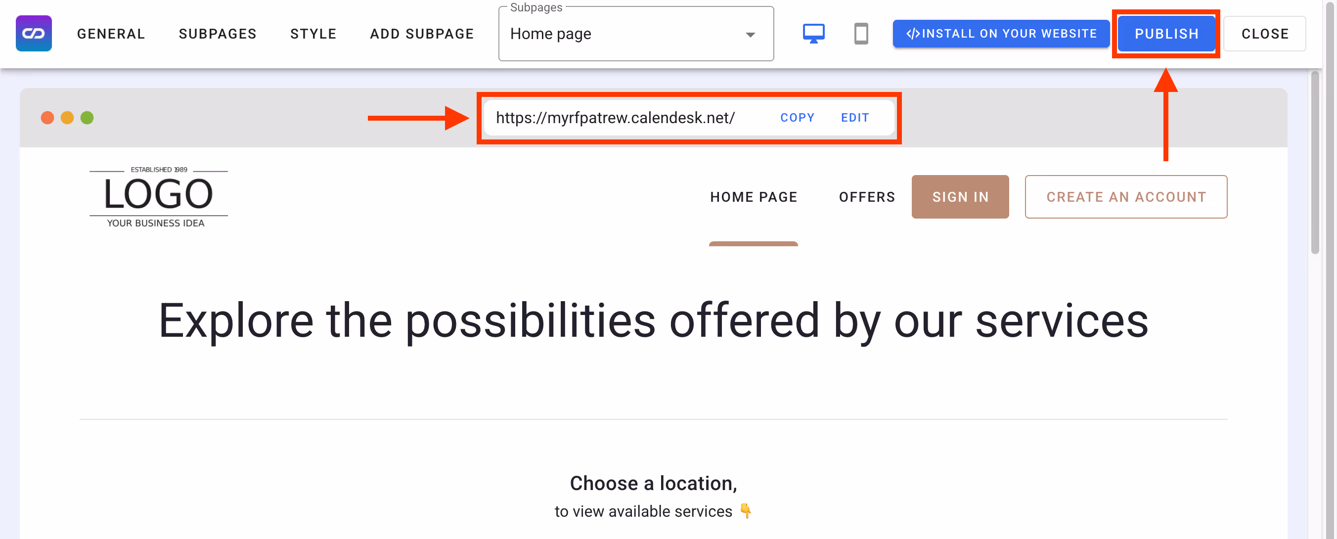 Domain edition and publishing the template.