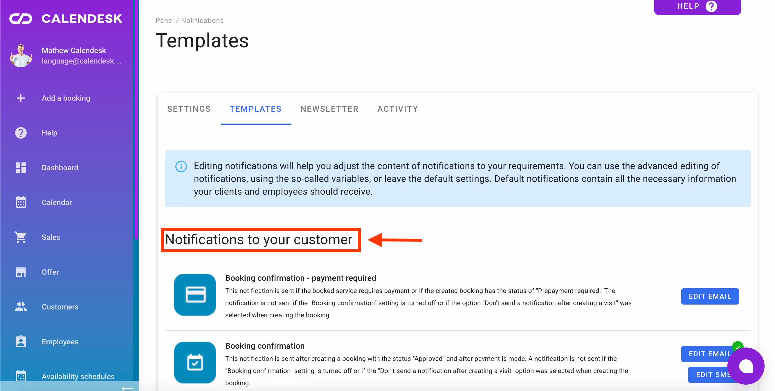 Customer notifications.