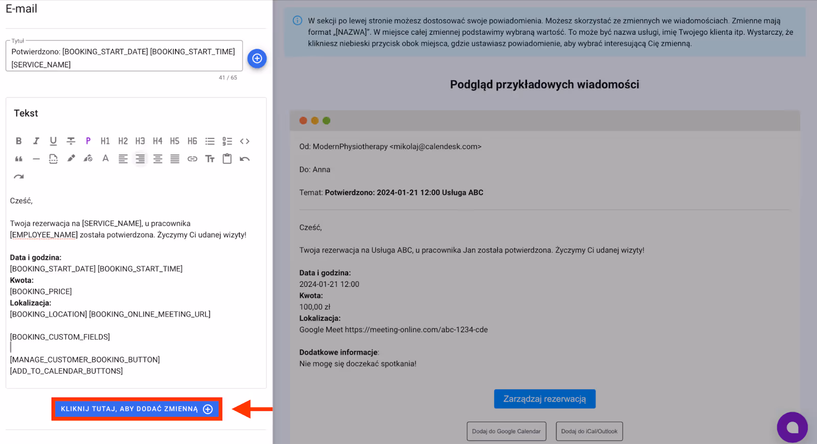 Edycja powiadomienia.