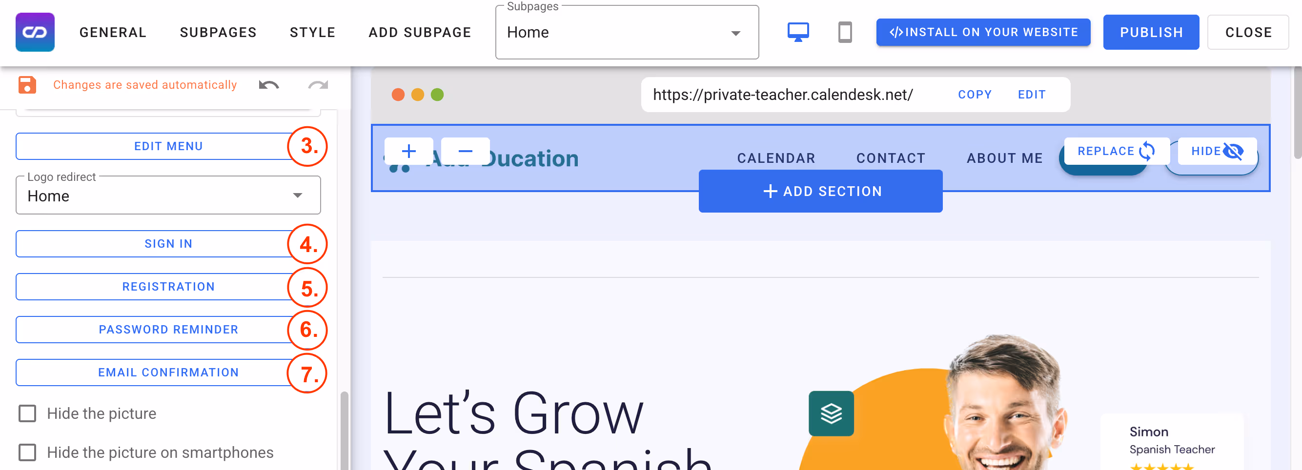 Additional features in the navbar.