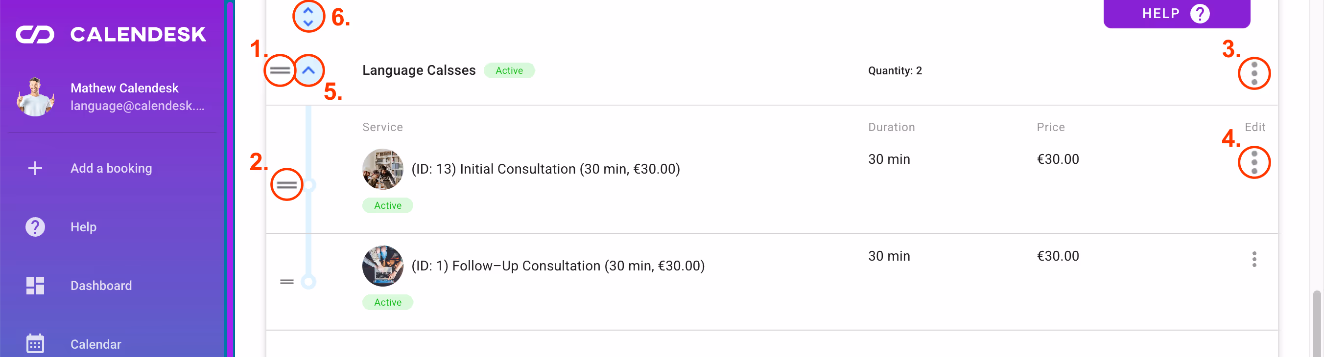Managing the list of serices.
