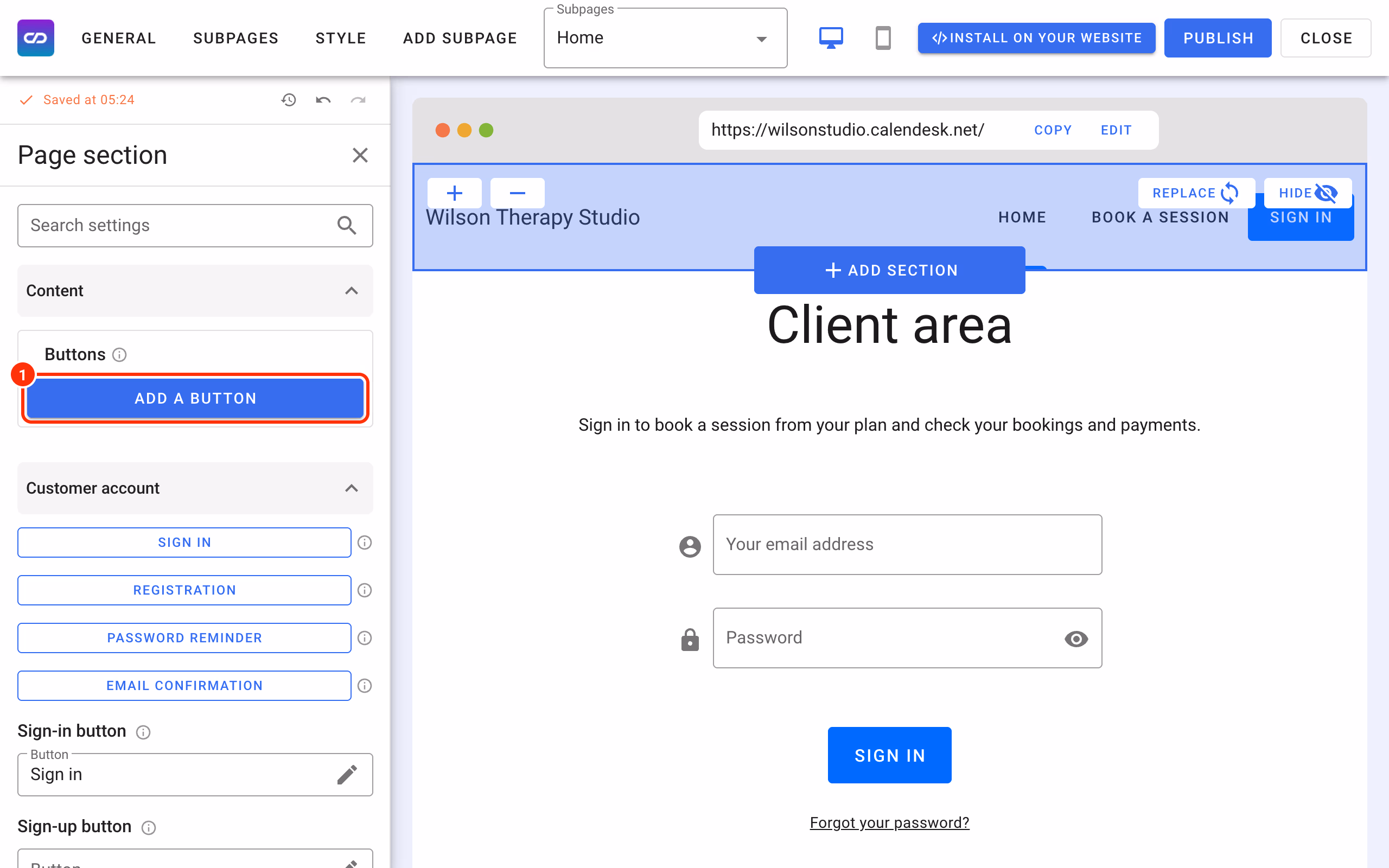 Add a button in the header settings (1).