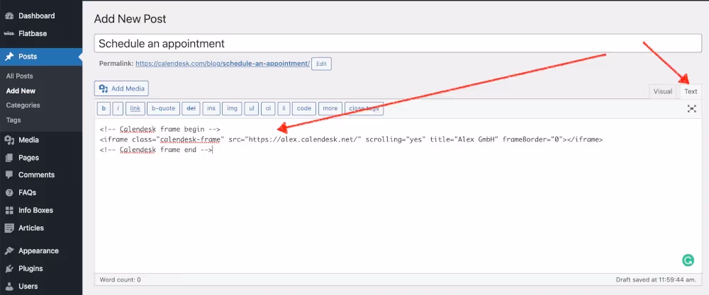 Online Booking System - install to WordPress