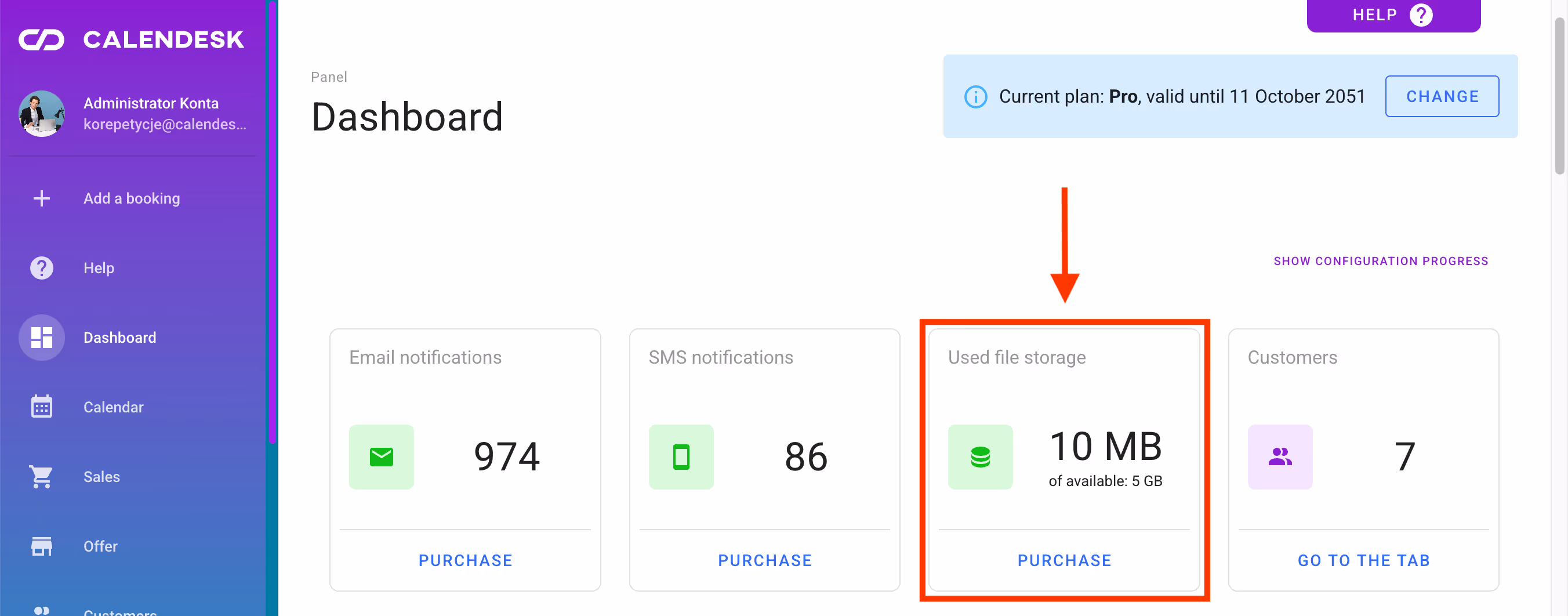 Available cloud space.