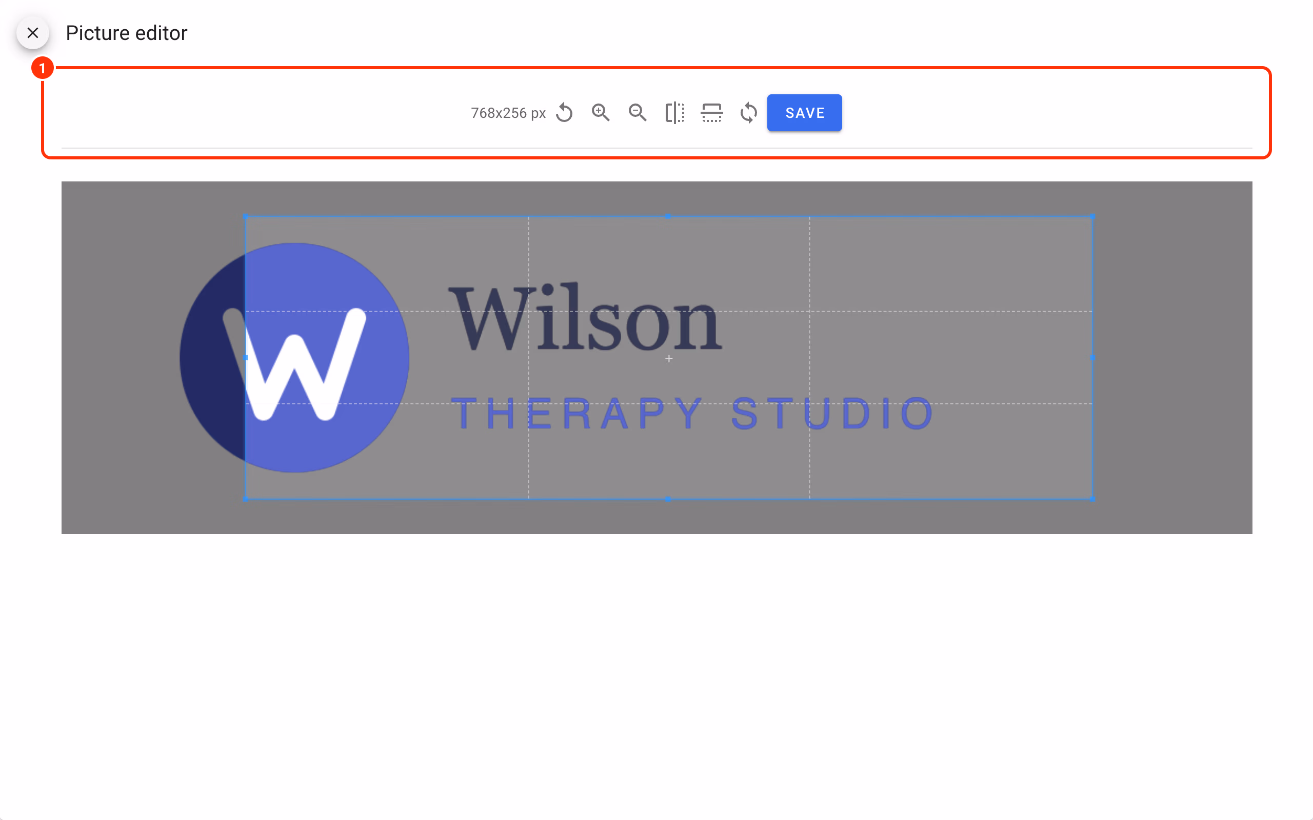 The Picture editor toolbar (1).