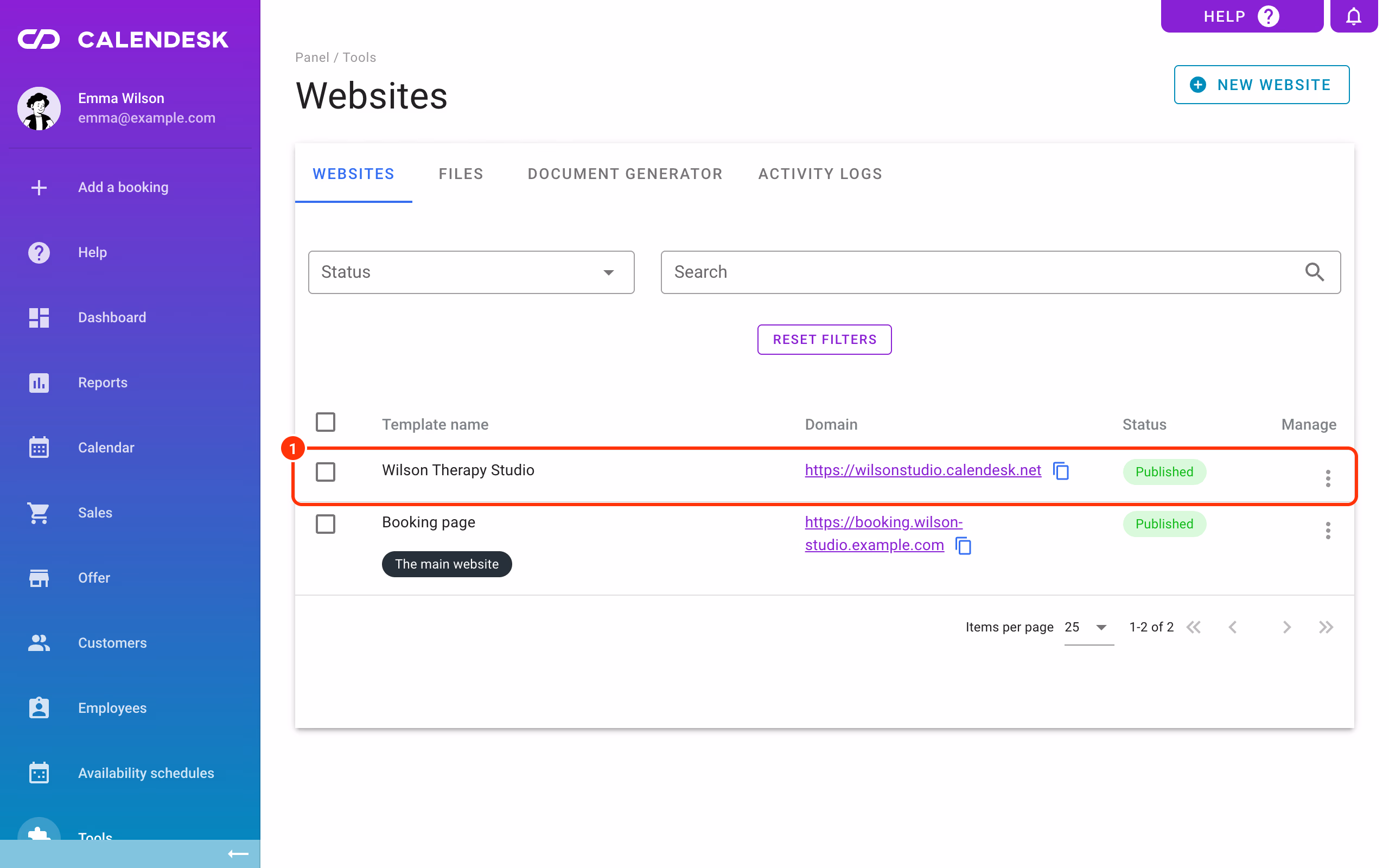 Tools – Websites with the website to edit (1).
