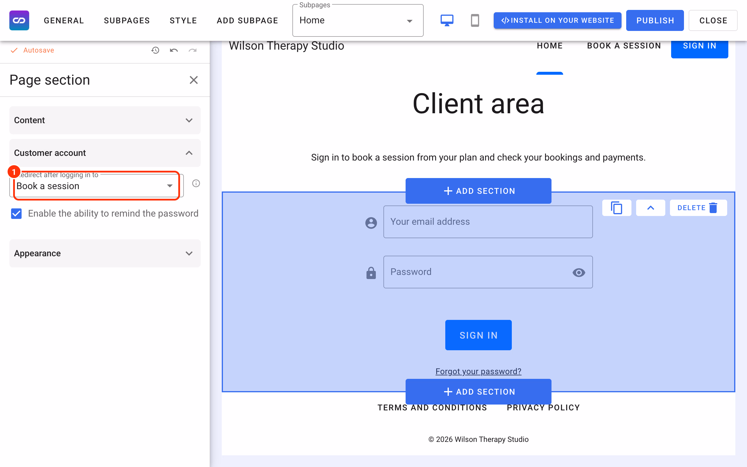 Redirect after logging in to (1).