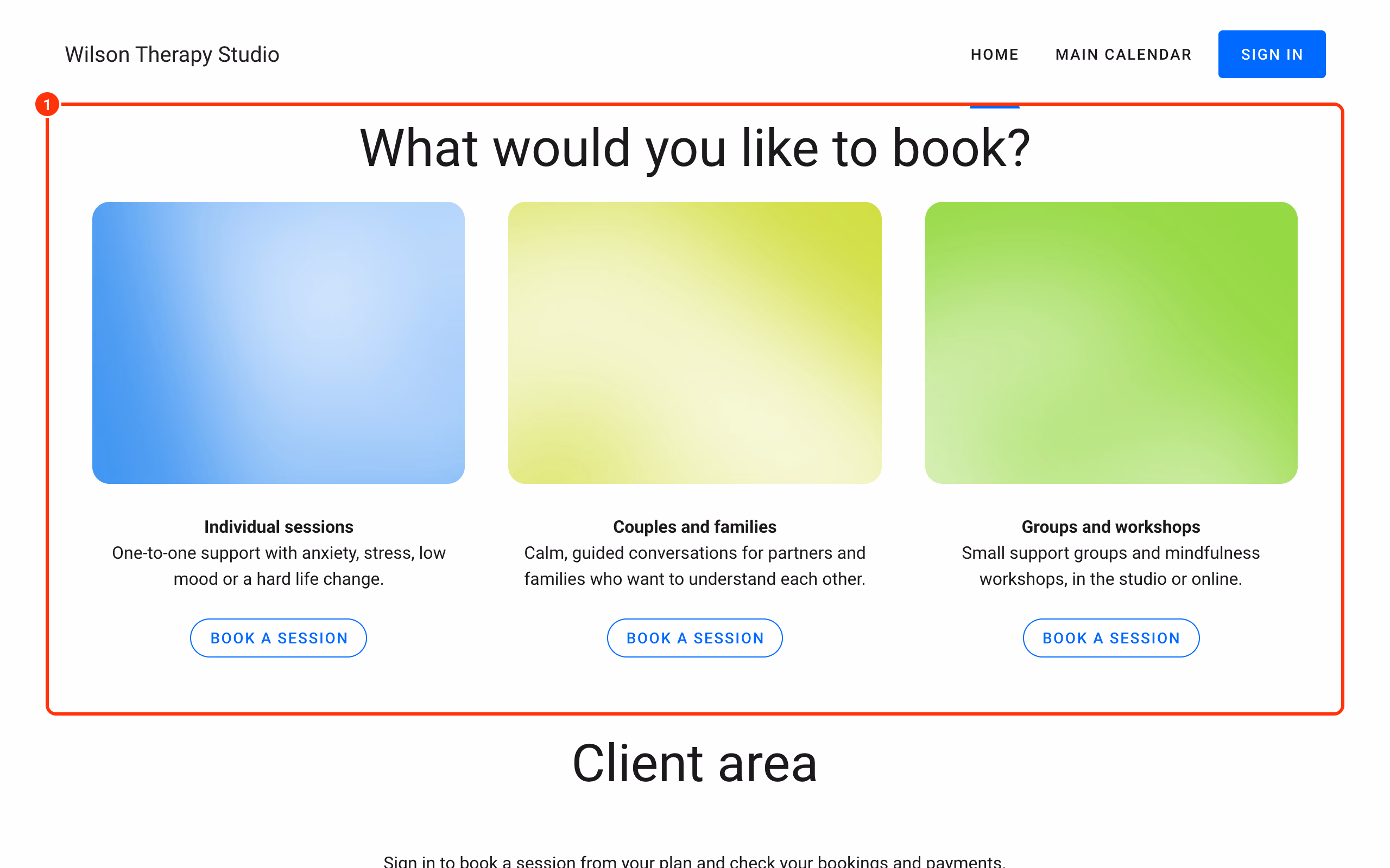 A website with three service categories side by side (1).
