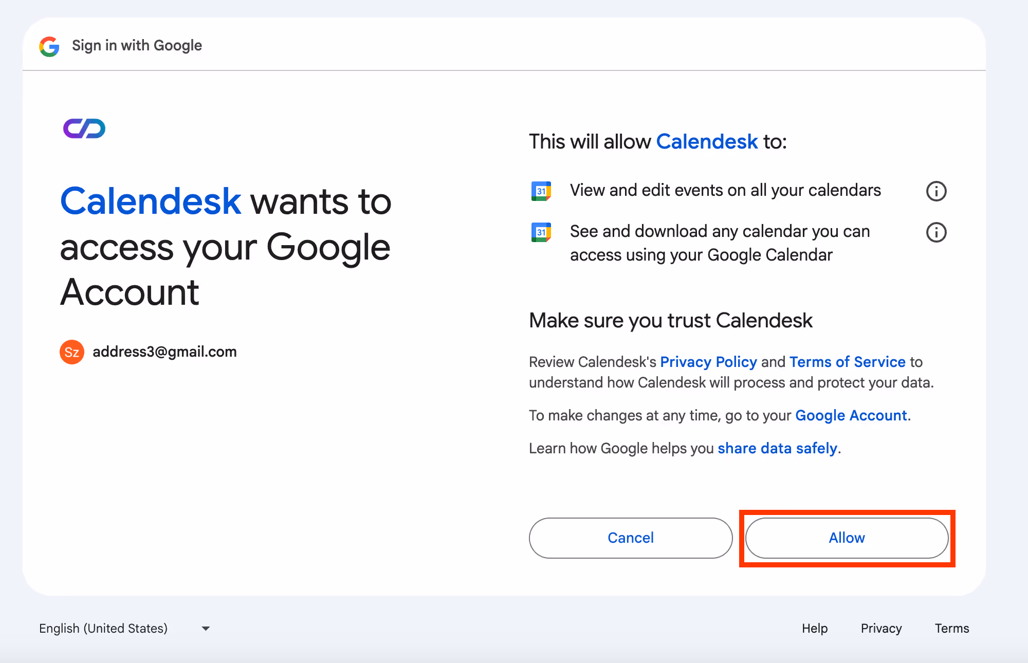 Allow the integration. 