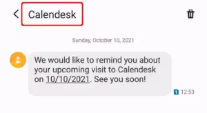 Calendesk SMS example