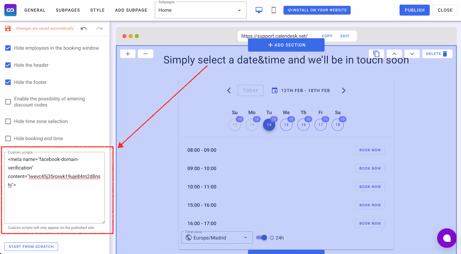Facebook domain verification