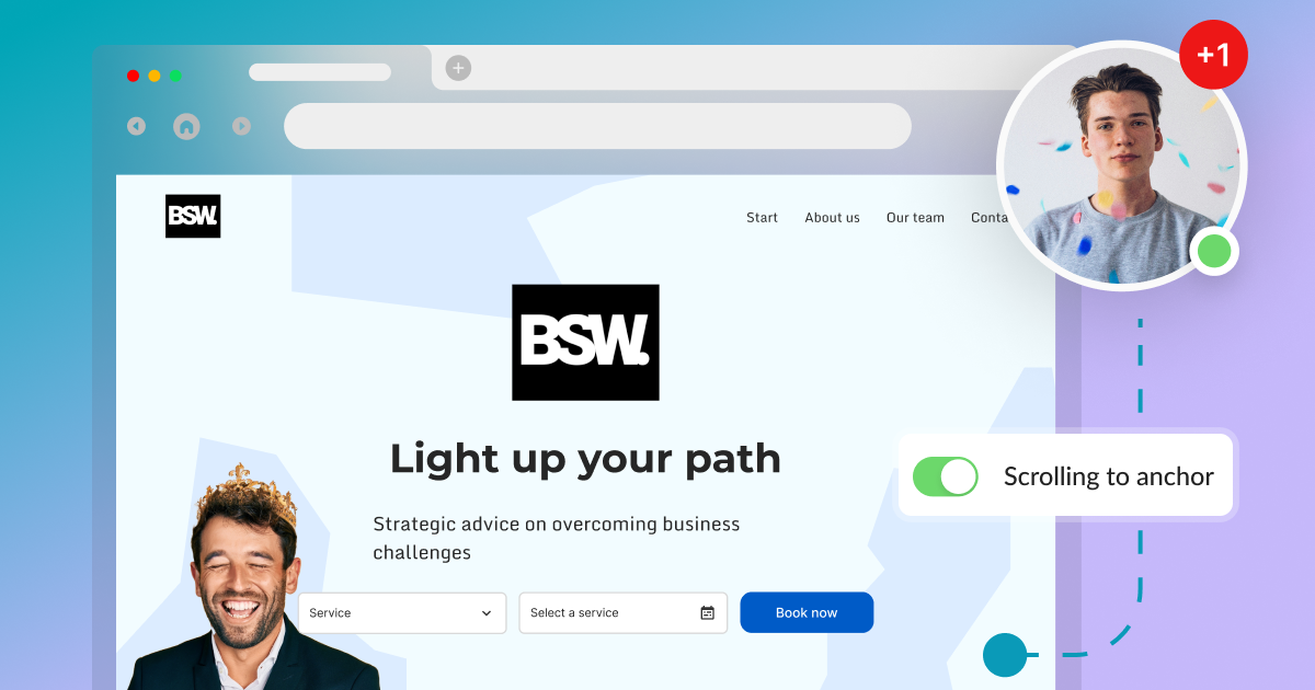 Scrolling to an anchor on a landing page created in Calendesk.