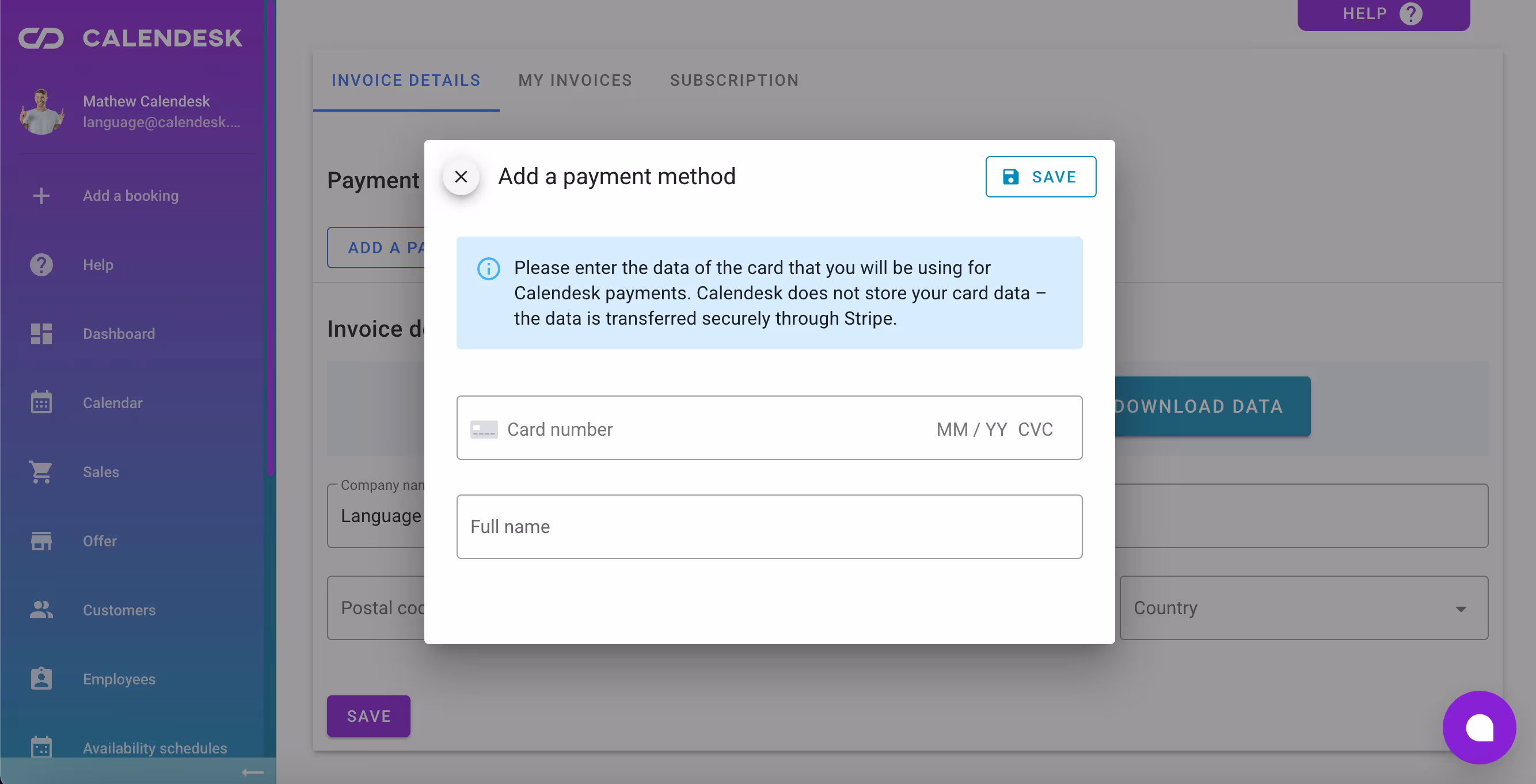 Add a payment method.