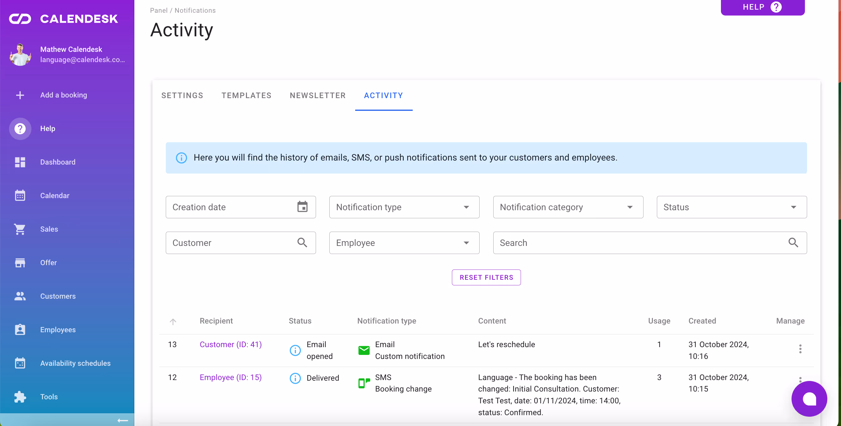 Notifications–Activity.