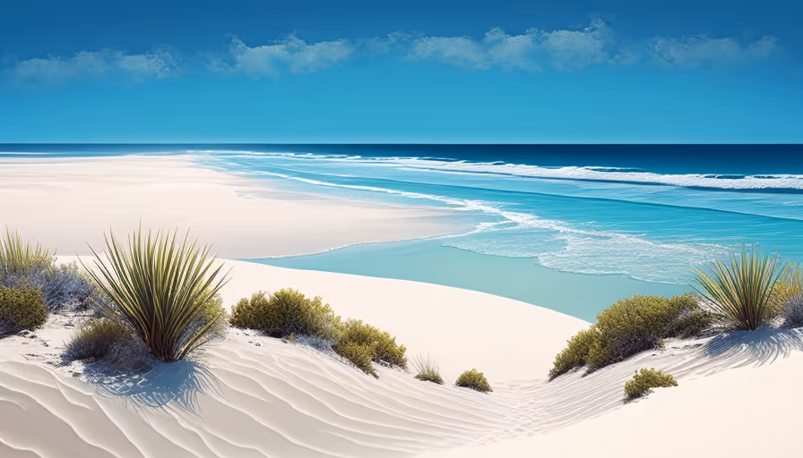 Relaksujący widok na plażę: Wygrzewaj się w uspokajających falach oceanu.