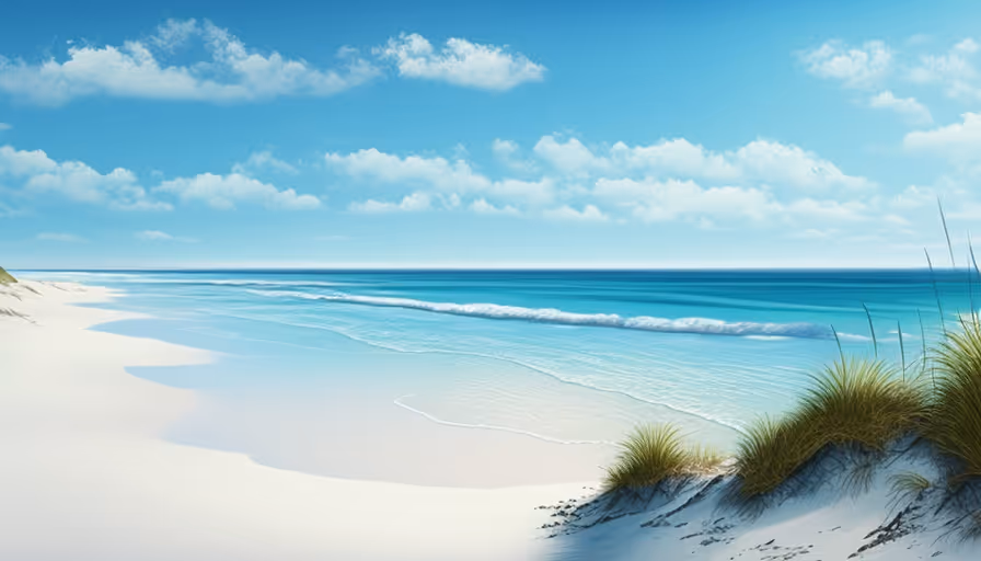 Relaksujący widok na plażę: Wygrzewaj się w uspokajających falach oceanu.