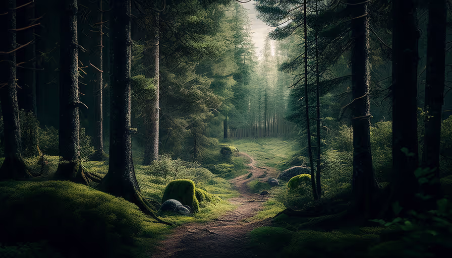 Spokojne tło lasu: Znajdź spokój wśród drzew.