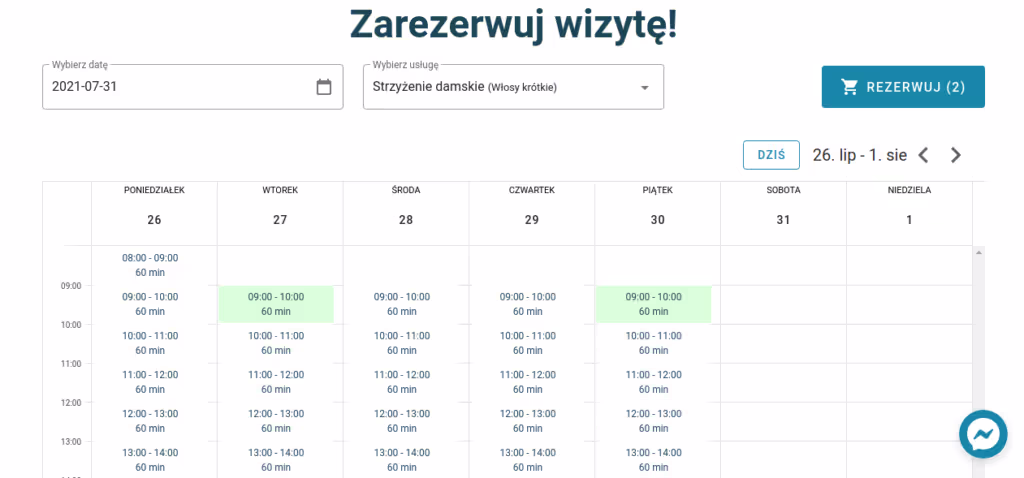 Kalendarz tygodniowy