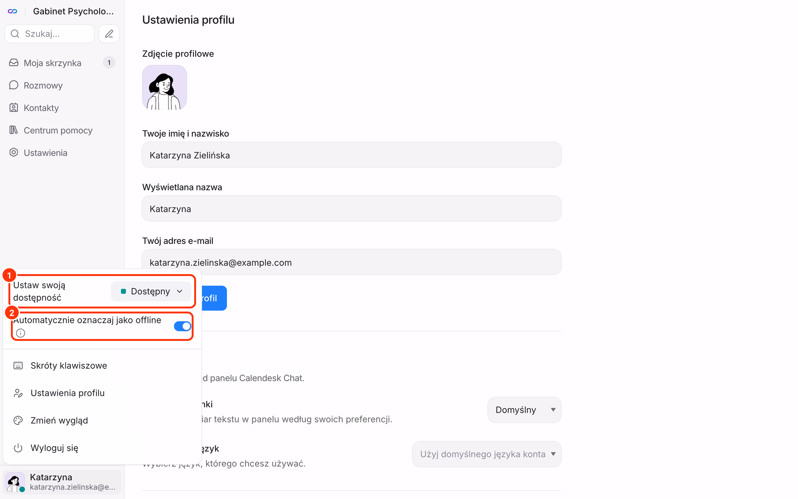 Status dostępności agenta.