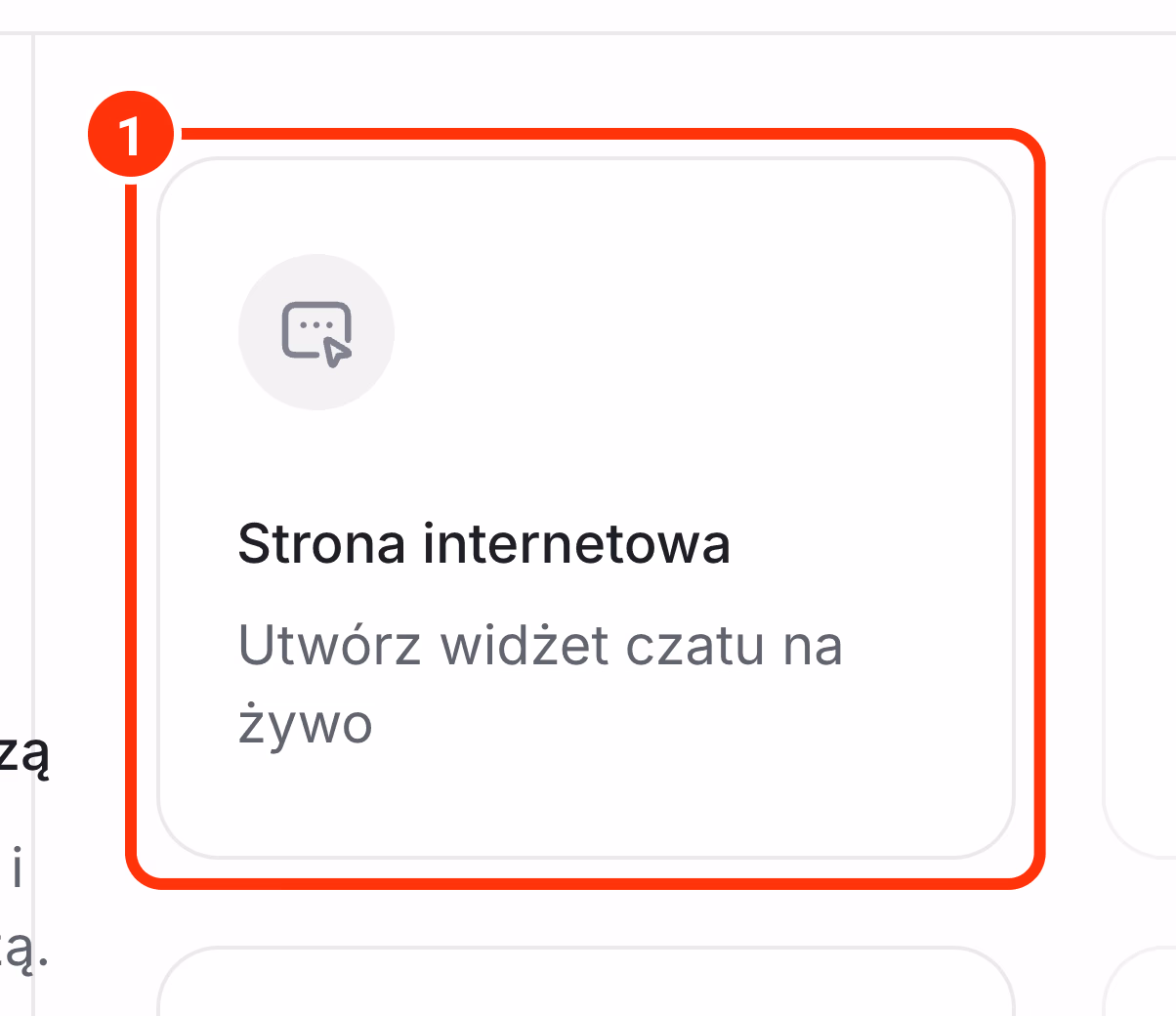 Wybór kanału: Strona internetowa.