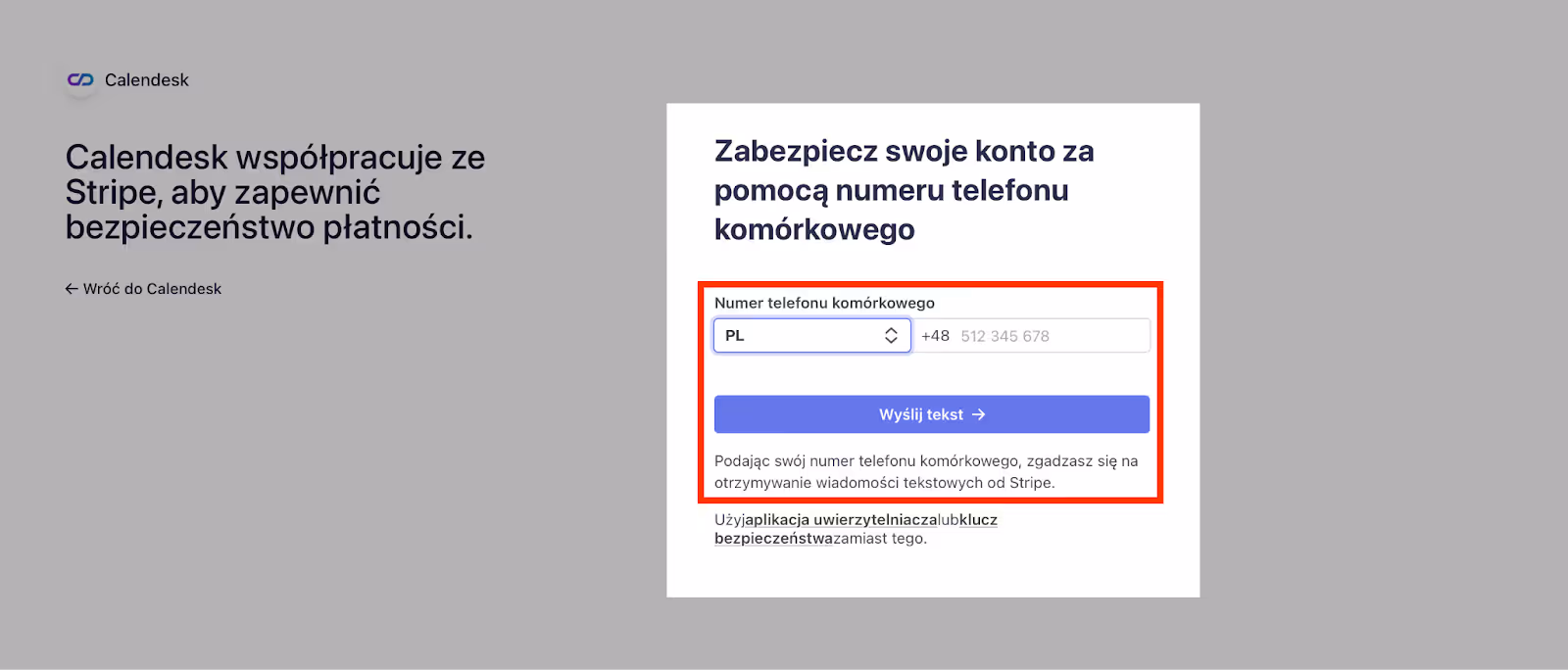 Numer telefonu w platformie Stripe.