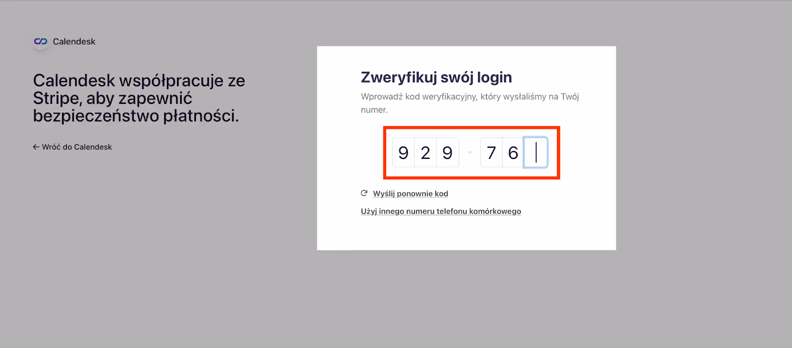 Weryfikacja loginu kodem weryfikacyjnym.