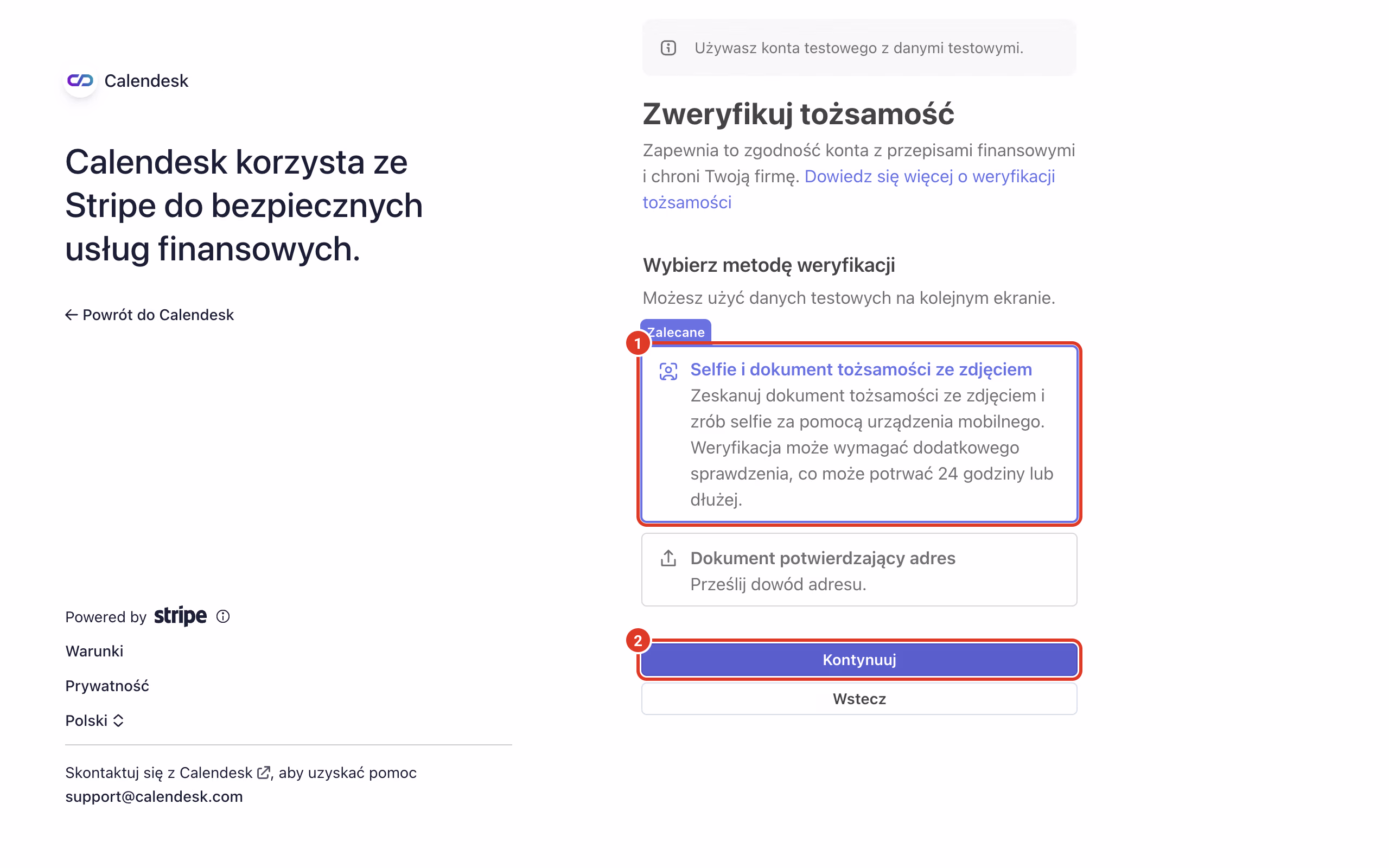 Stripe: weryfikacja tożsamości selfie i dokumentem.