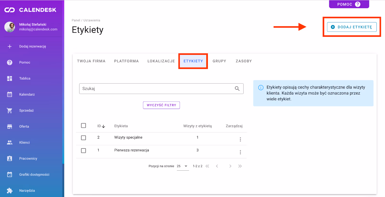 Przycisk do tworzenia etykiet.
