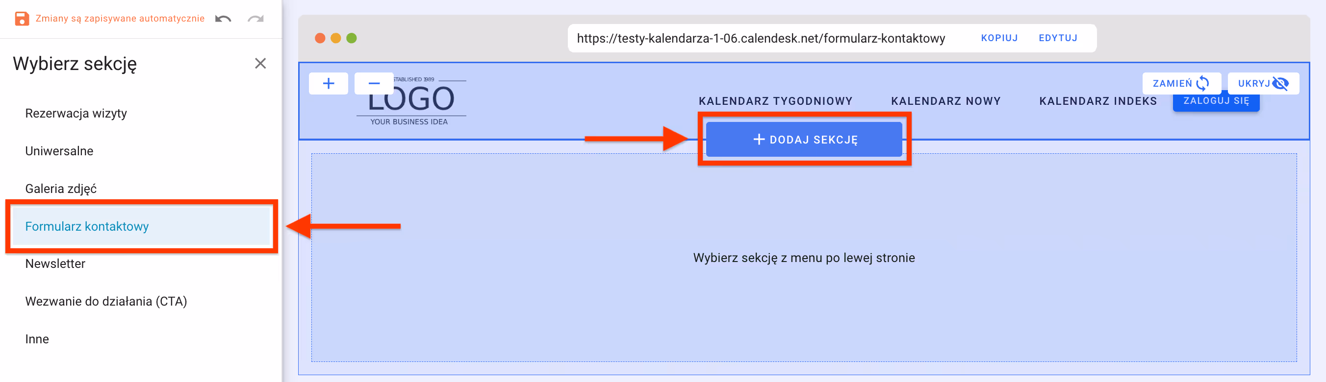 Dodawanie formularza kontaktowego.