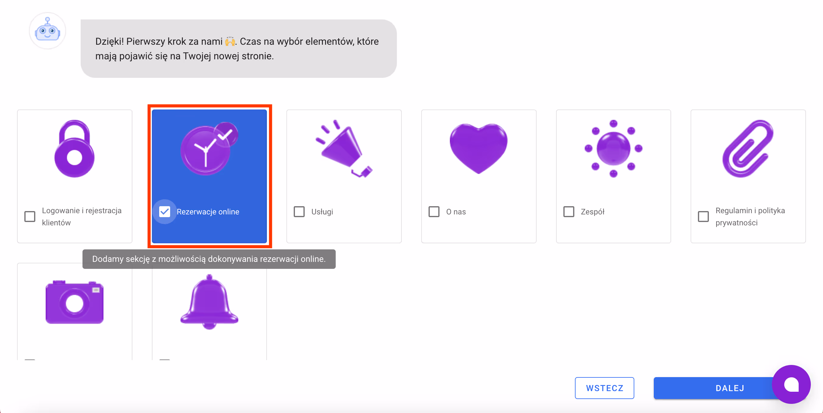 Wybierz sekcje na stronie www.