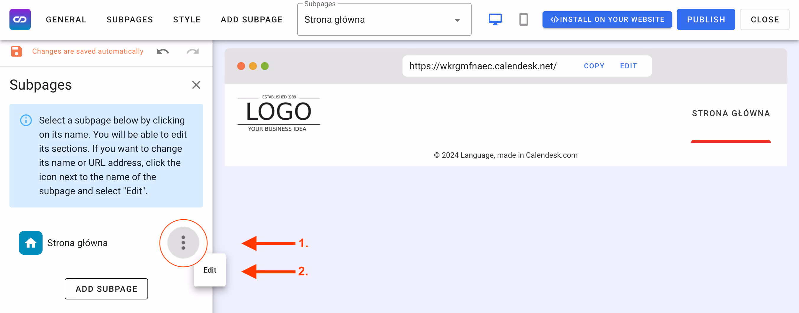 Zmiana nazwy podstron.
