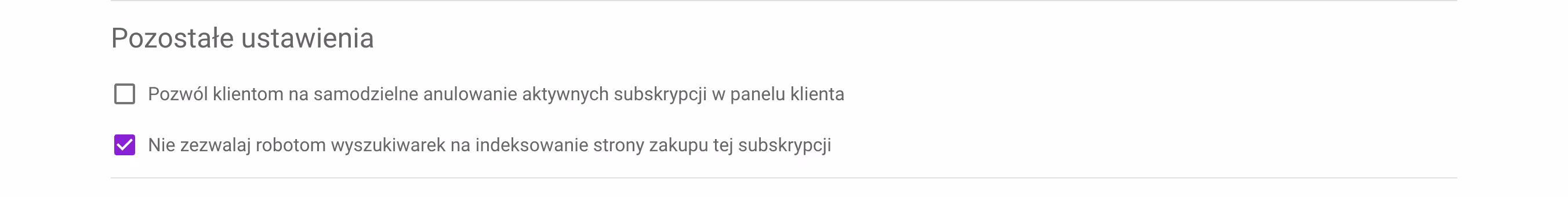 Pozostałe ustawienia.