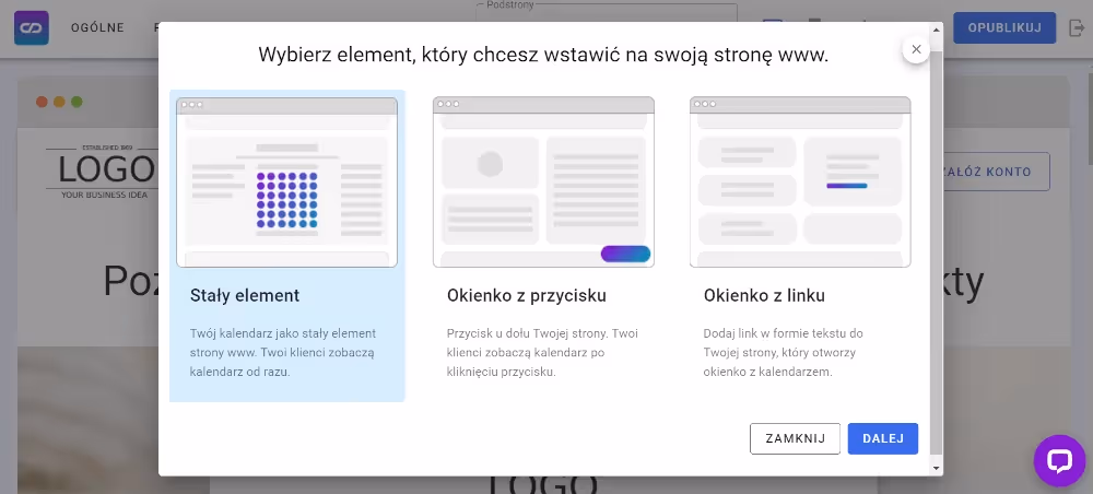 Wybór elementu do wstawienia