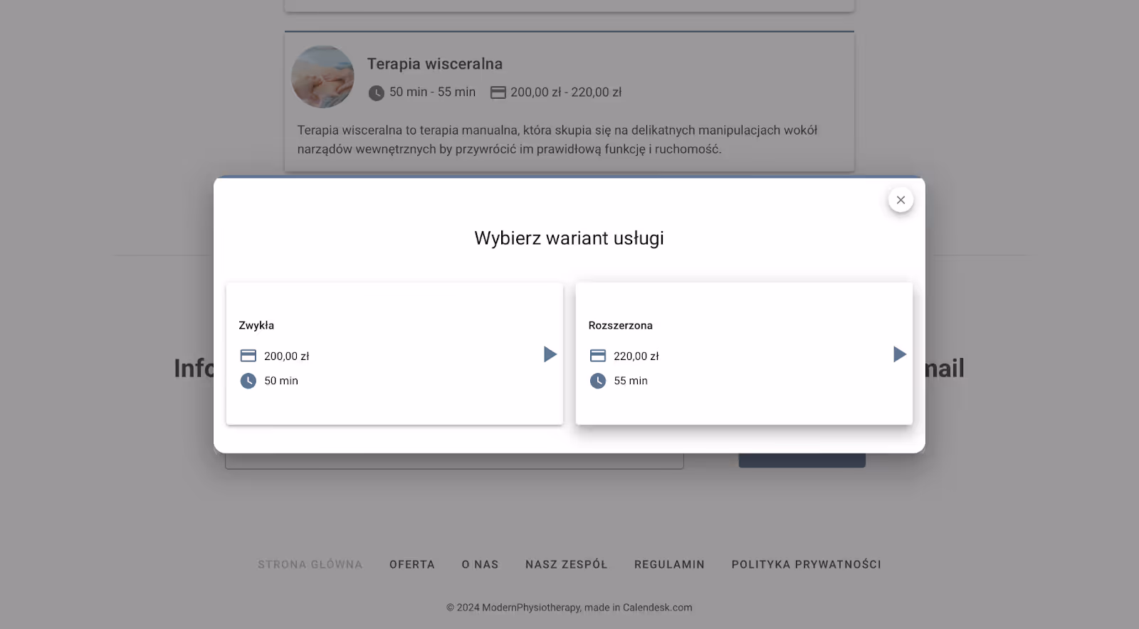 Jak wygląda wariant w kalendarzu klienta.