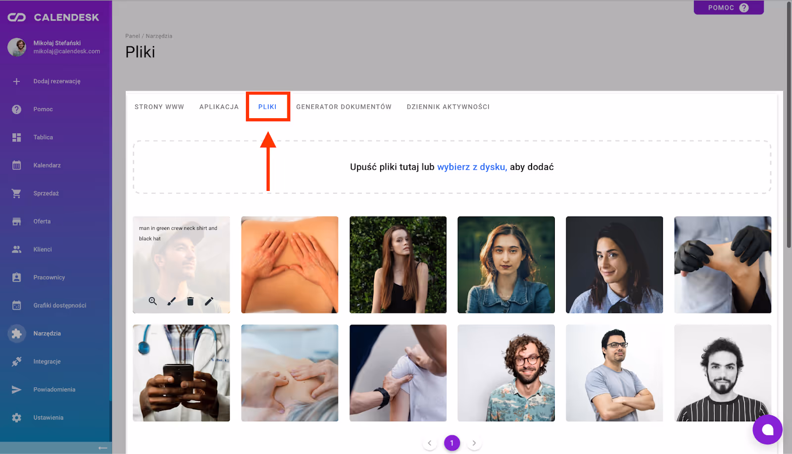 Lokalizacja zakładki Pliki.