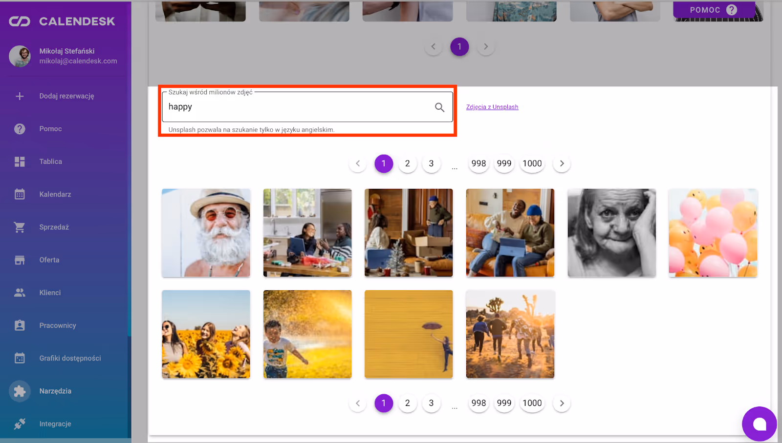 Wyszukiwanie zdjęć w bibliotece Unsplash.