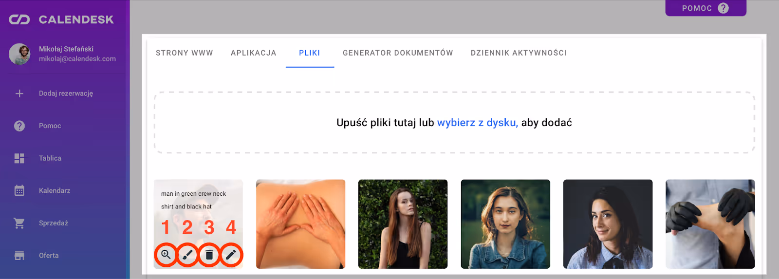 Modyfikacja zdjęć w Calendesk.