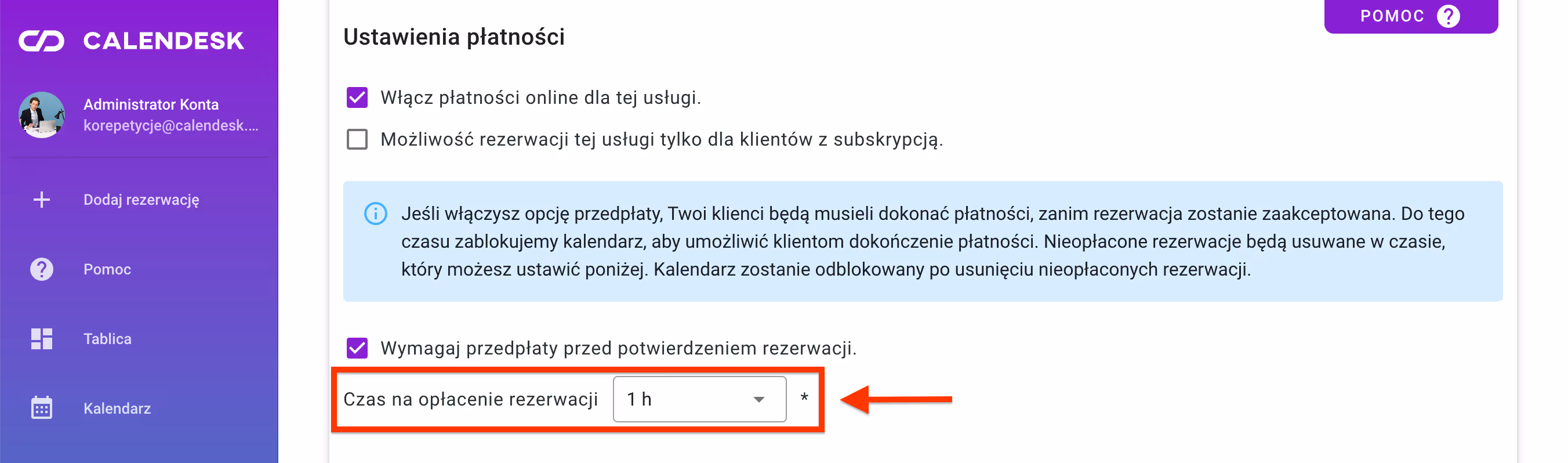Czas na płatność za rezerwację.