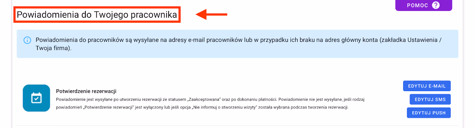 Powiadomienia do pracowników.