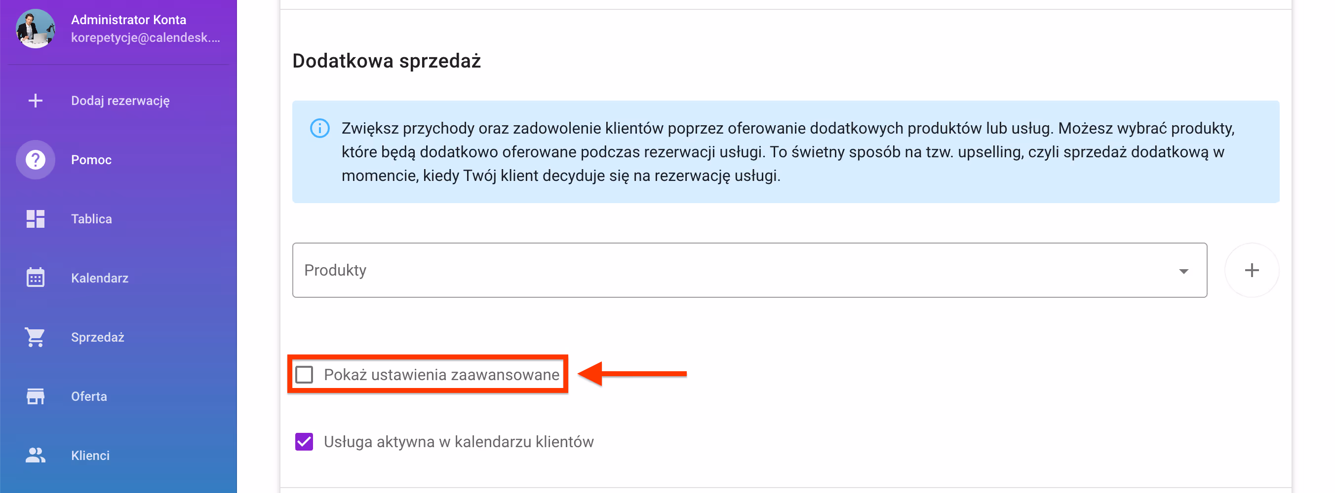 Dodatkowe informacje o usłudze.