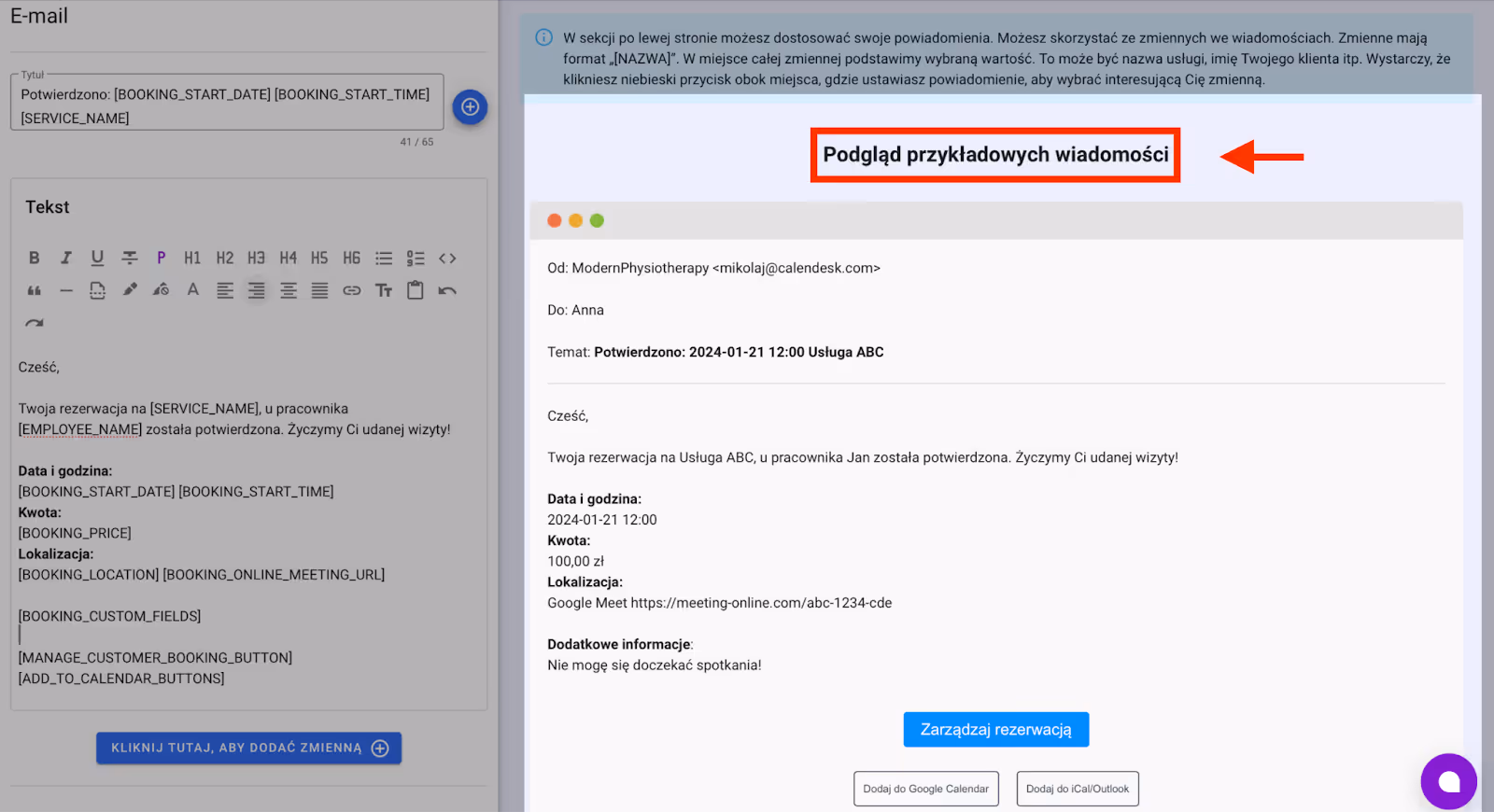 Podgląd powiadomienia.