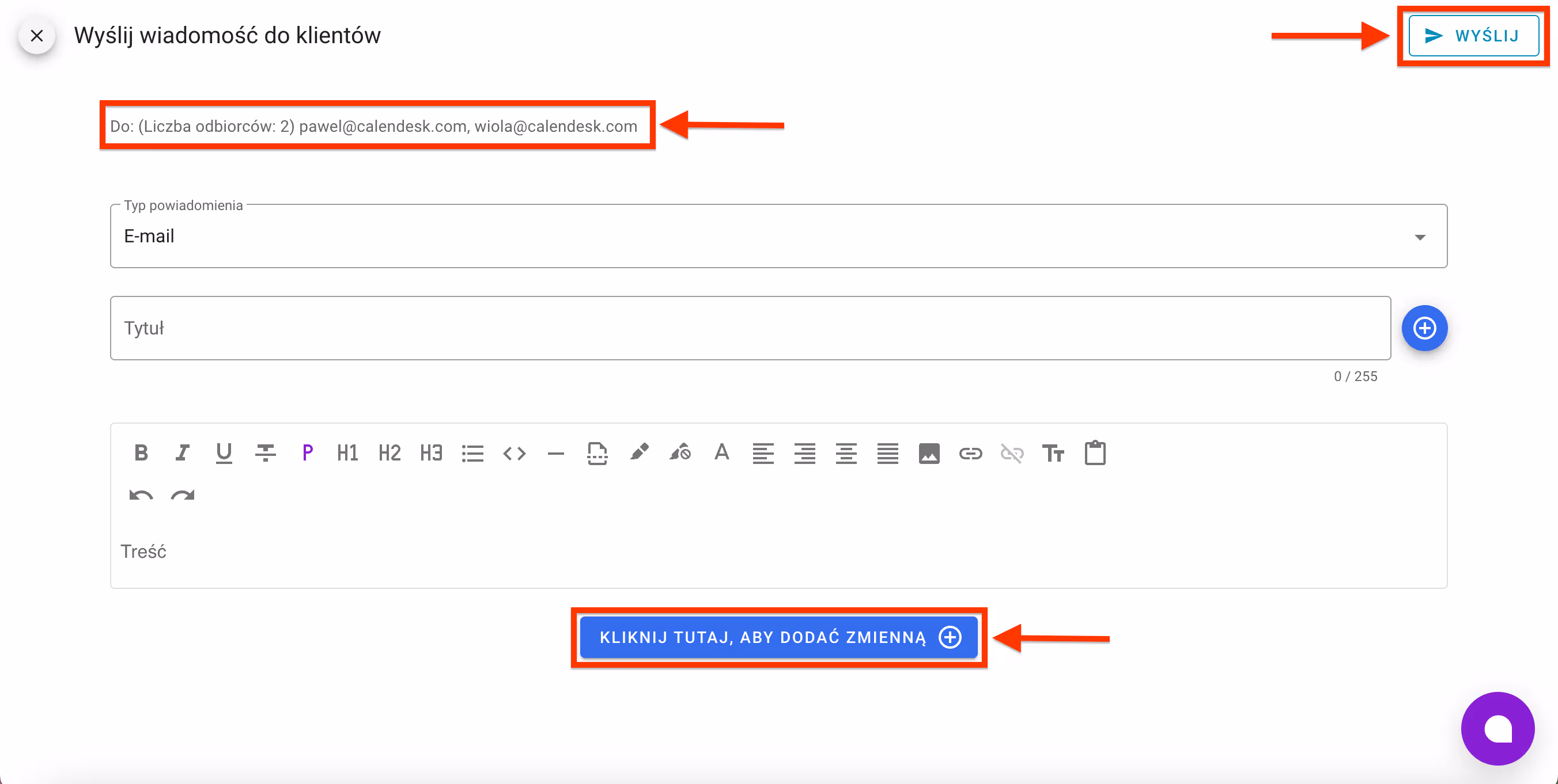 Edycja wiadomości z newslattera.